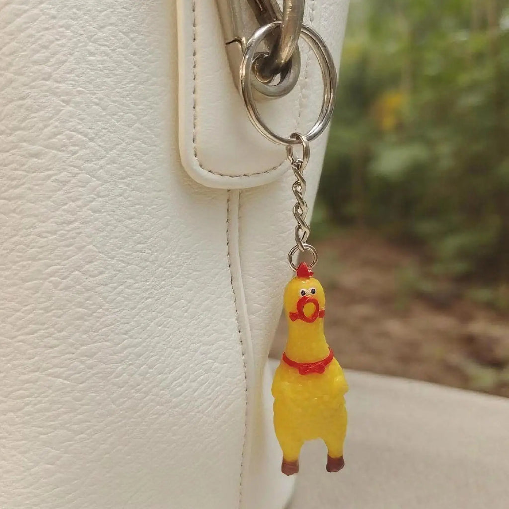 Novelty Keychains Funny Interactive Toys Yellow Chicken Squeaky Toy Pendant For Men For Adults Teens Men Women Friends Coworkers Zpaxo