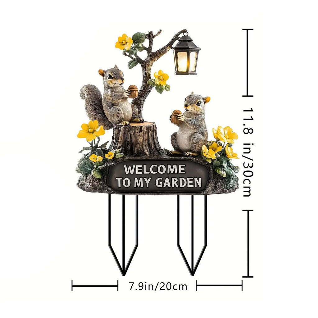 Cute Squirrel Decorative Garden Stake Acrylic Ornament Backyard Patio Zpaxo