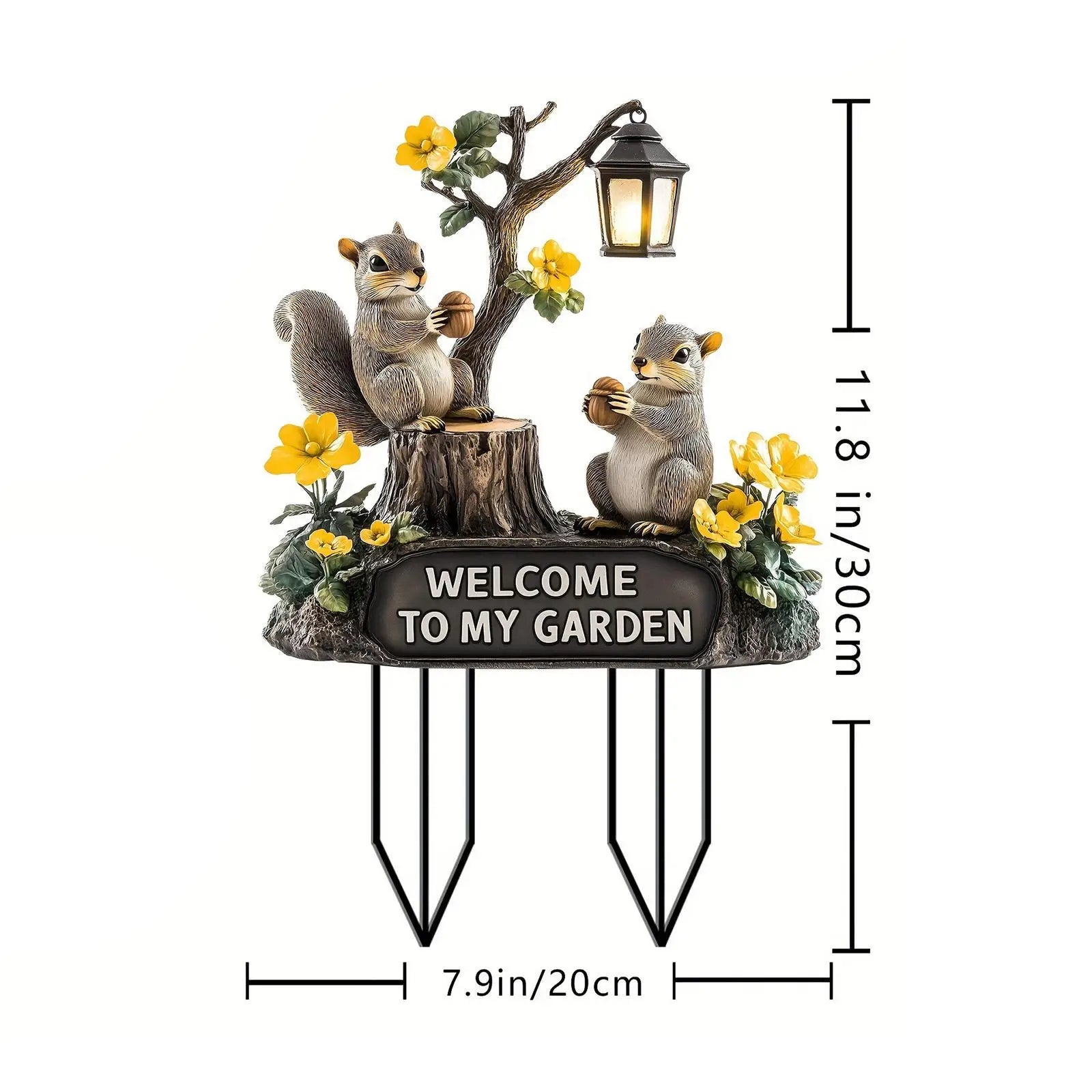 Cute Squirrel Decorative Garden Stake Acrylic Ornament Backyard Patio Zpaxo