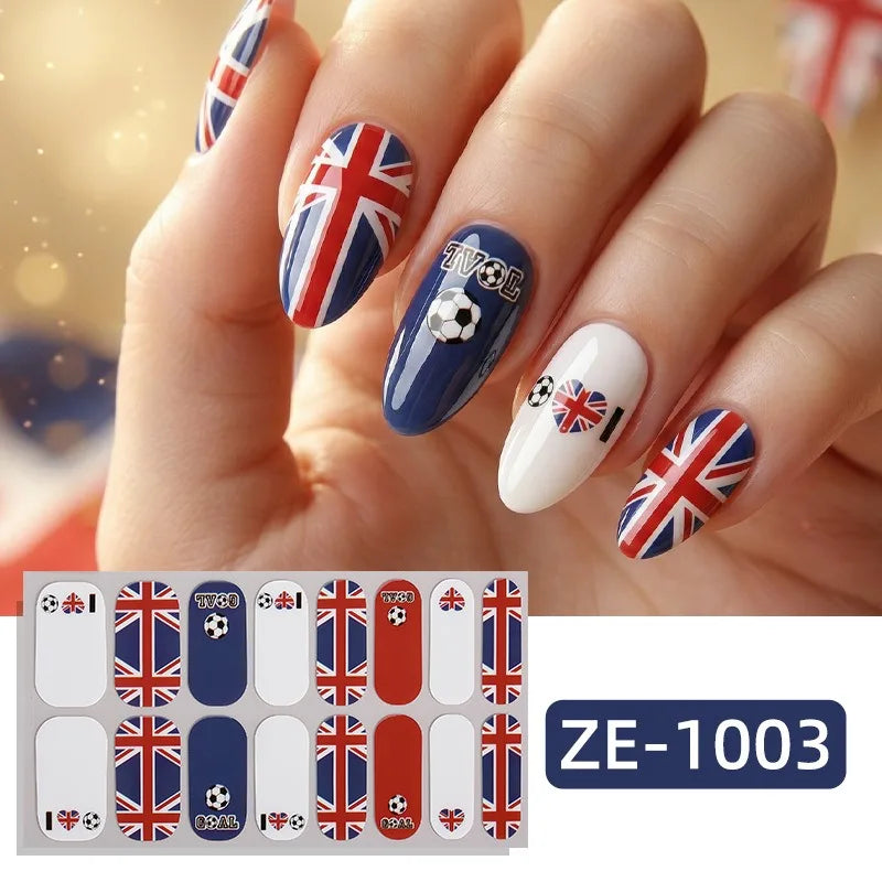 National Flag Theme Nail Stickers Soccer Nation Decals Ball Fans