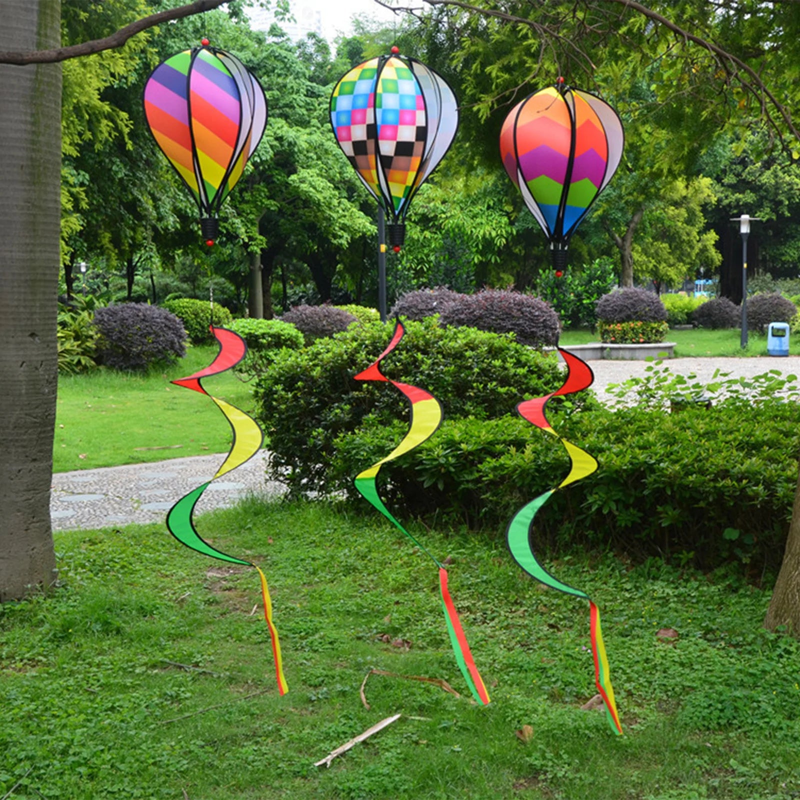 Air Balloon Wind Spinner Rainbow Hanging Twister Outdoor Windmill