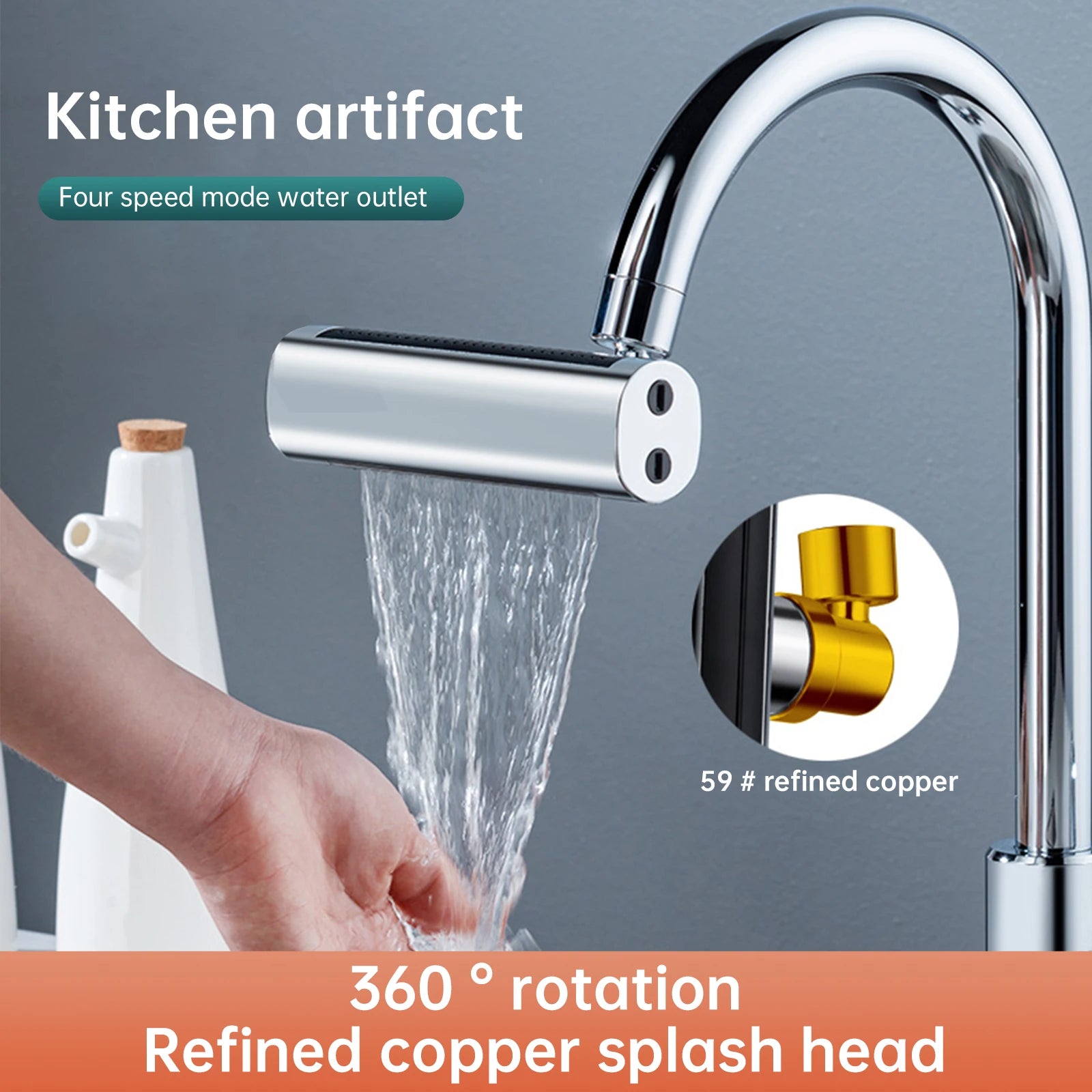 4-Mode 360° Rotating Kitchen Faucet Aerator – Anti-Splash