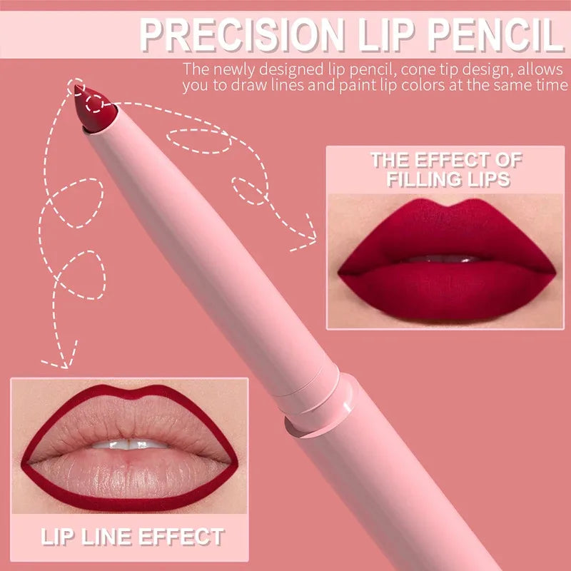 6pcs/Set Lip Liner Pen Set Long-Lasting, Waterproof Sweatproof, Easy Coloring Non-fading Color Rendering Lip Gloss Beauty Makeup Zpaxo