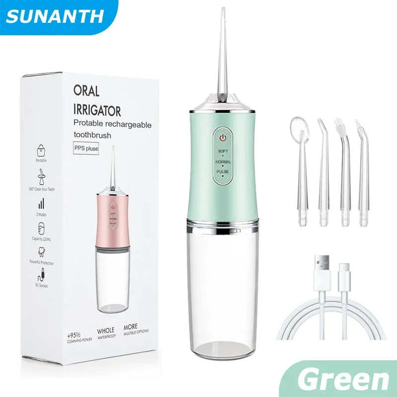 Oral Irrigator Dental Water Jet Flosser Appliance Pick Floss Dentistry Mouth Washing Machine Teeth Whitening Cleaning Tools Zpaxo 059-Green