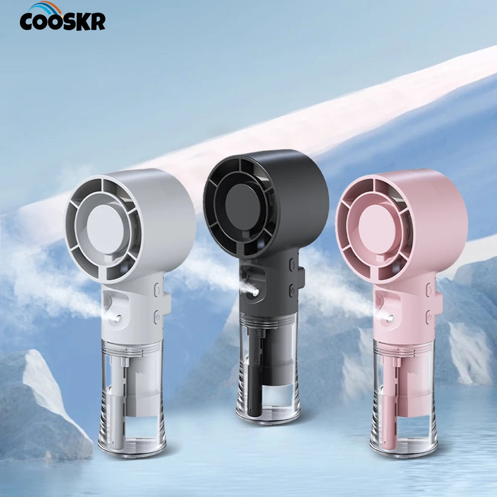 Portable Water Mist Fan Rechargeable Handheld Humidifier 4 Wind Speed