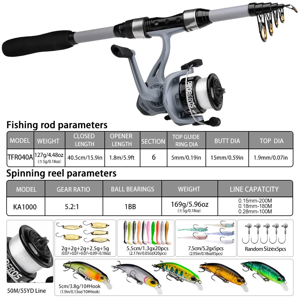 Portable Telescopic Saltwater Fishing Rod & Reel Combo Set