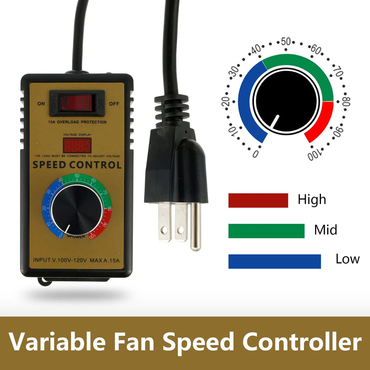 4000W Motor Speed Controller 110-120V 15A Motor Speed Voltage Regulator US Variable Speed Switch Safe for Electric Angle Grinder Zpaxo