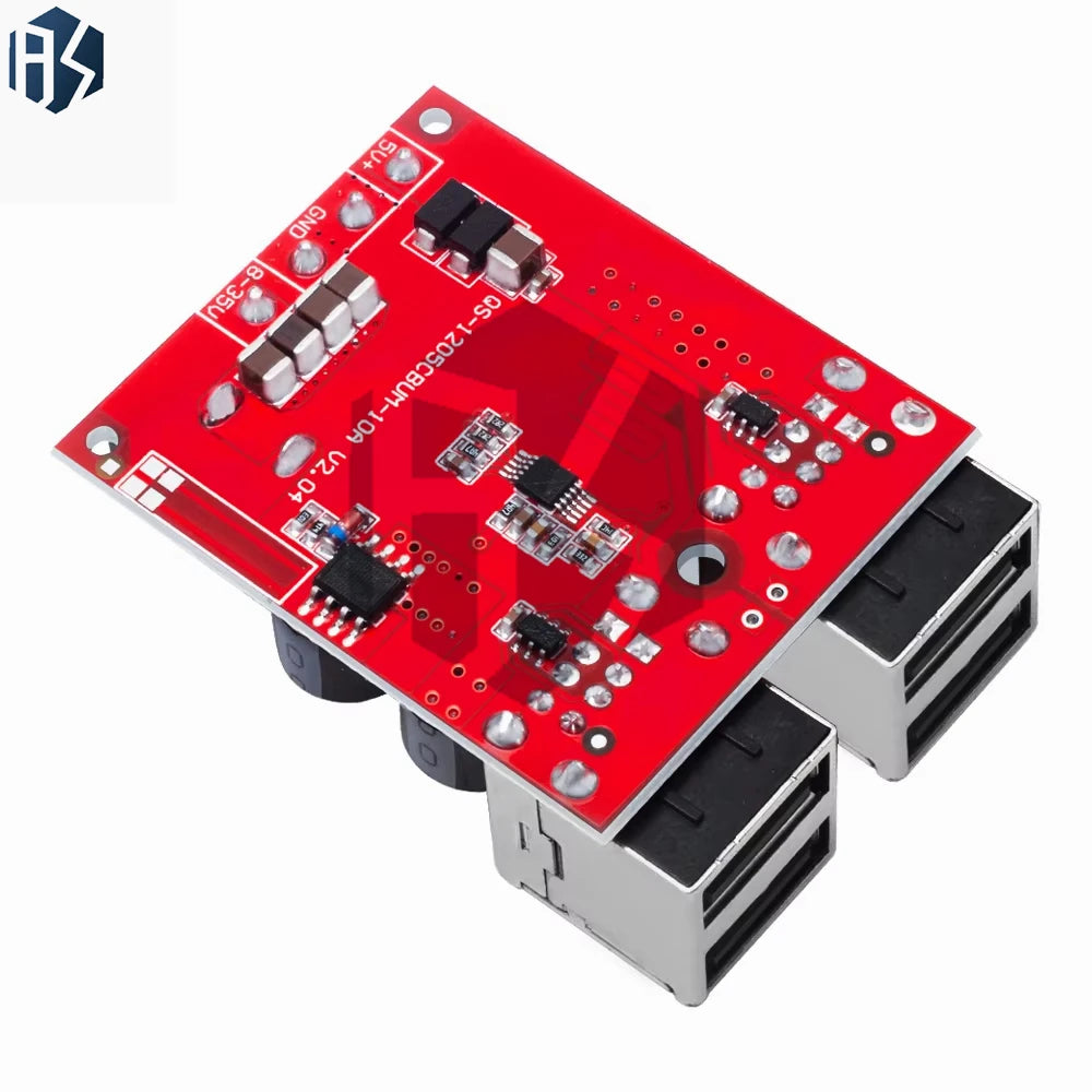 BAISHUN DC-DC Vehicle Charging Board (1PCS): 8V-35V Input to 5V 8A Output – 4 USB Ports Step-Down Power Module Zpaxo