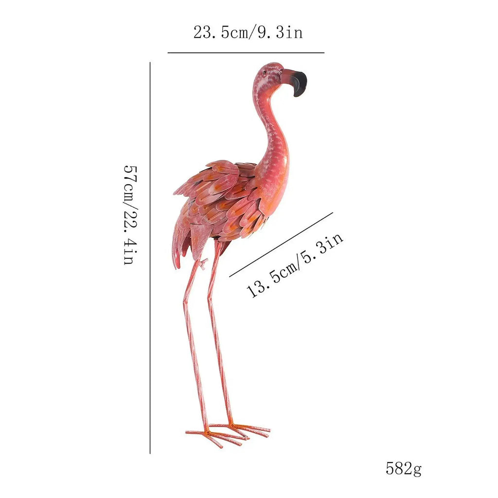 Metal Versatile Animal Figurines Gifts Pink Crafts Flamingo Statue for DIY Landscape Ornament Outdoor Courtyard Balcony Garden Zpaxo