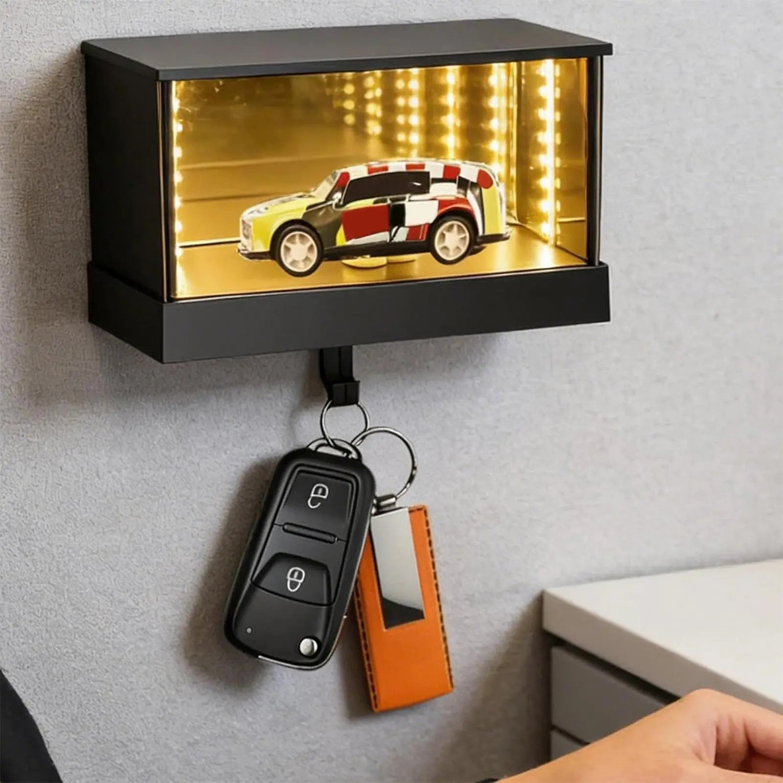 Car Garage Key Holder LED Light Infinity Hallway Decor Keychain