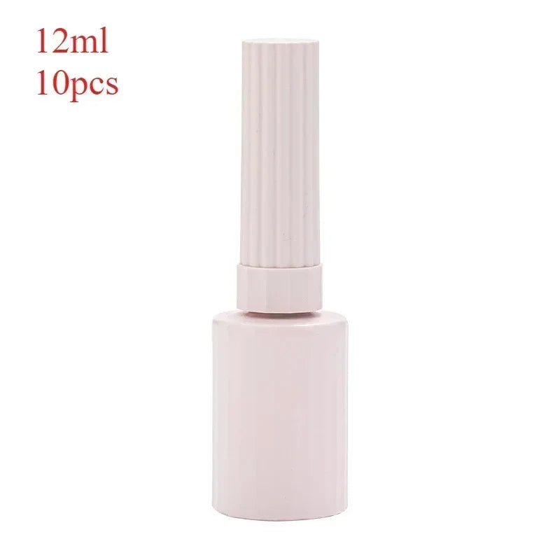 New 10pcs/set 12ml Empty Nail Polishing Bottle Nail Gel Empty Bottle with Brush Glass Empty Blending Bottle Touch-up Container Zpaxo 10pcs pink Glass 12ml