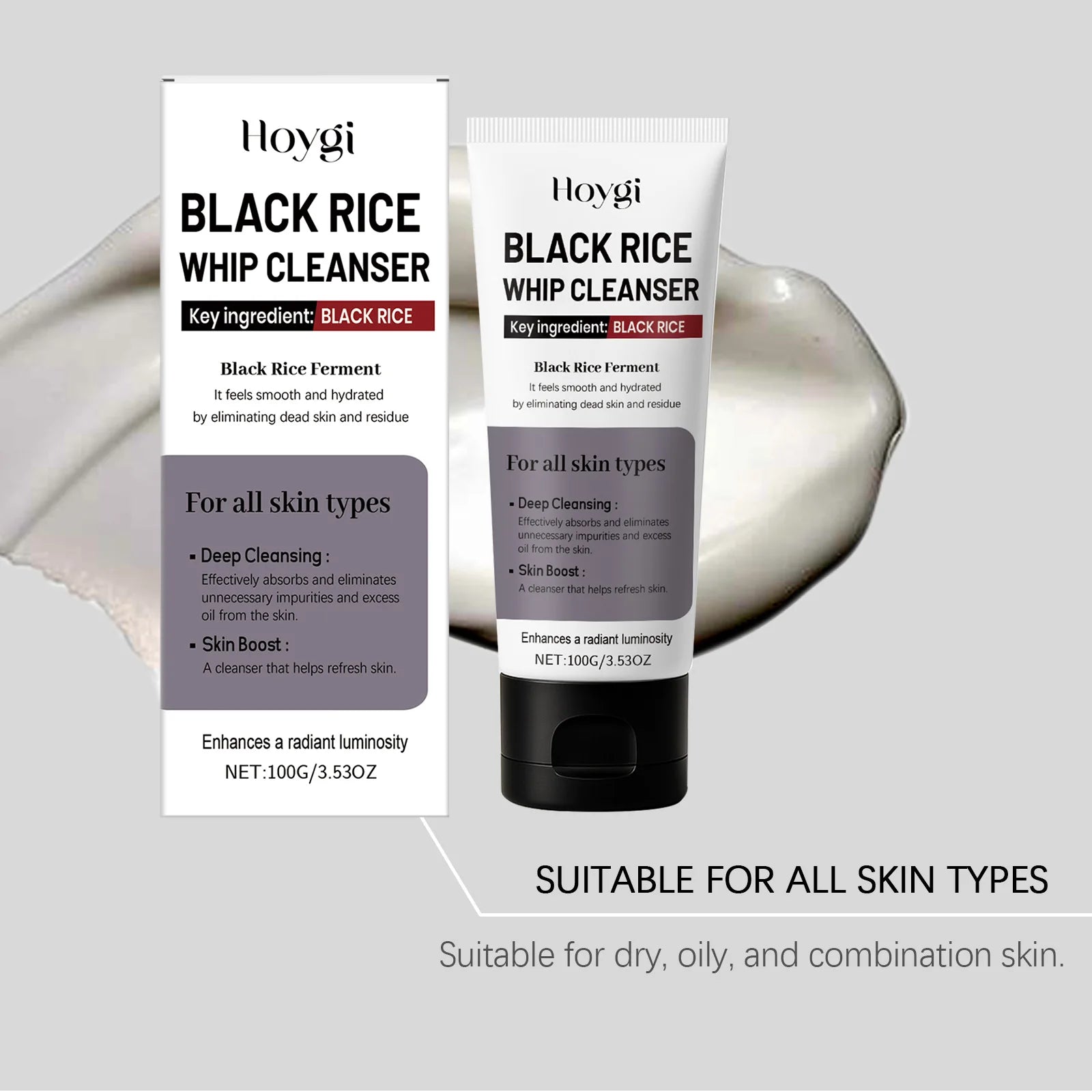 Black Rice Exfoliating Facial Cleanser – Pore & Oil Control 100g Facial Cleanser Zpaxo