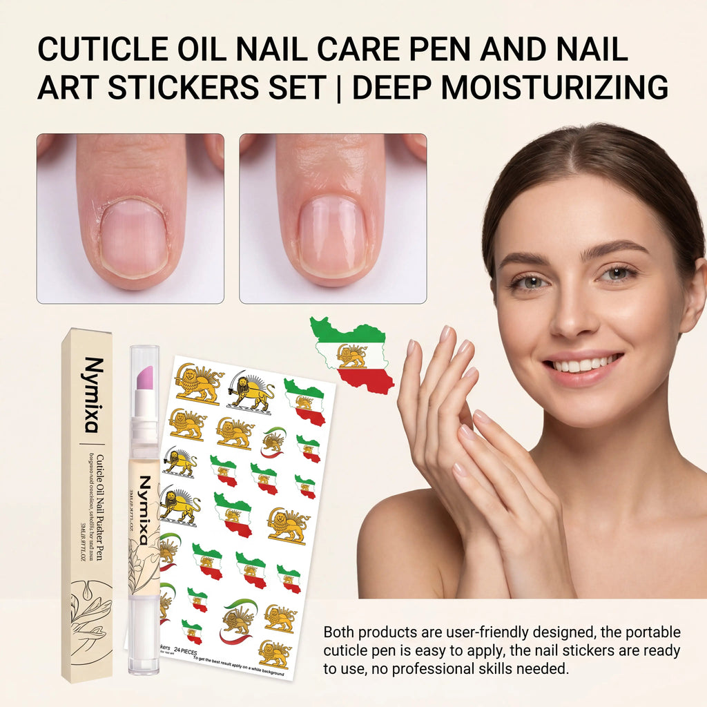 Nail Decoration Care Set Portable Cuticle Oil Pen Persian Lion Sun Nail Stickers Flaky Skincare Deep Hydration Lock Hand Care Zpaxo