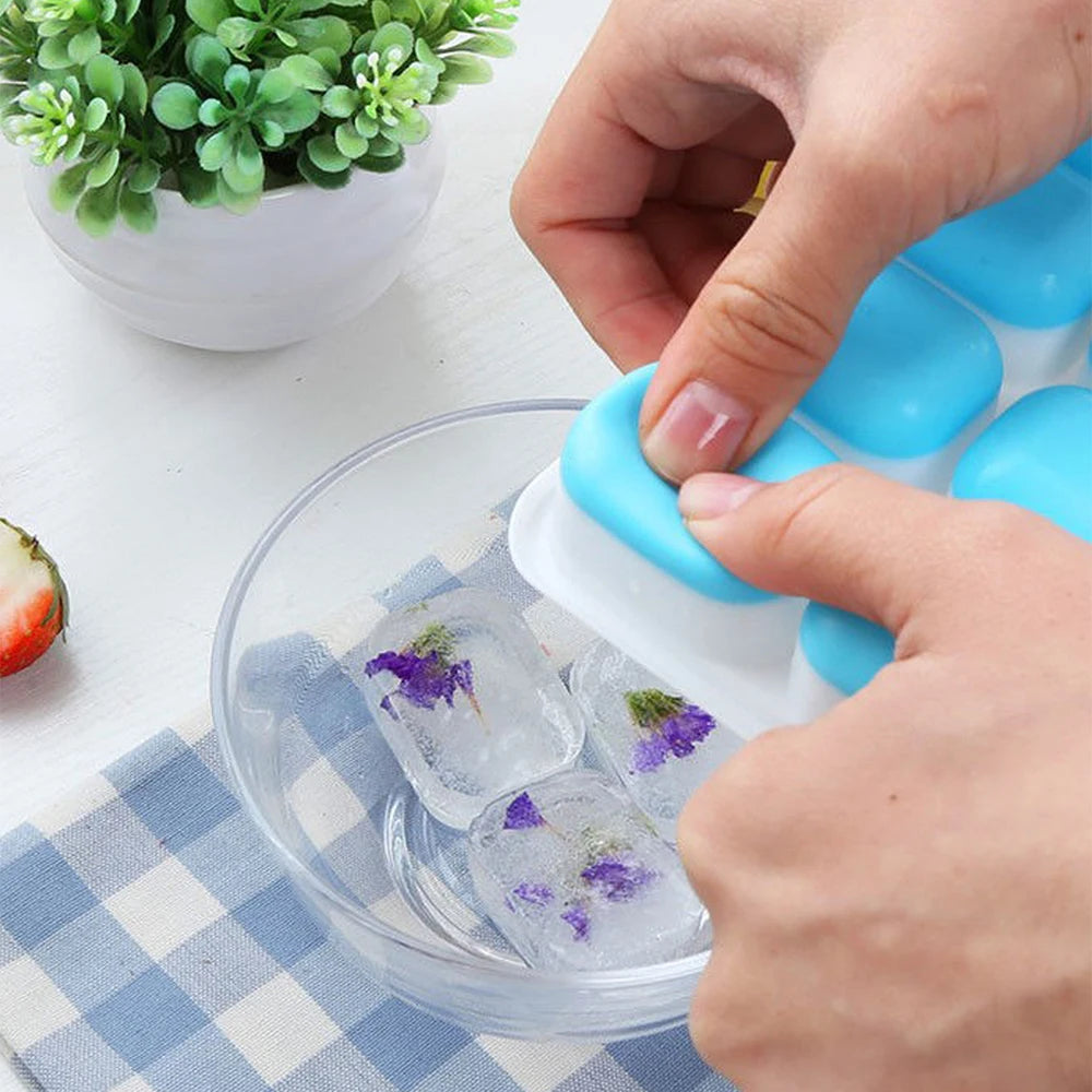 1PC Ice Cube Tray 14 Grid Silicone Ice Cube Mold With Removable Lid Ices Maker Kitchen Gadget Bar Tools Zpaxo