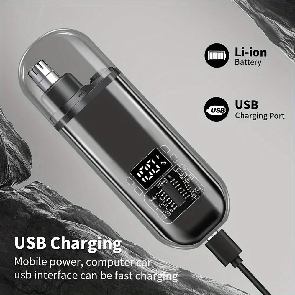 USB Rechargeable Nose & Ear Hair Trimmer for Men, Portable Mini Compact Design with Fast Charge, Electric Grooming Kit Zpaxo