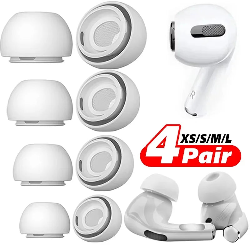 4 Pairs Silicone Ear Tips For Apple AirPods Pro 1 2 Noise Reduction Pad Earplugs Protective Ear Caps Replacement Earbuds Cover Zpaxo