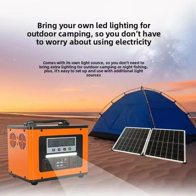 LiFePO4 600W Portable Power Station AC 220V 40Ah Solar Generator Storage Energy Power Bank for Camping Travel RV Home Emergency Zpaxo