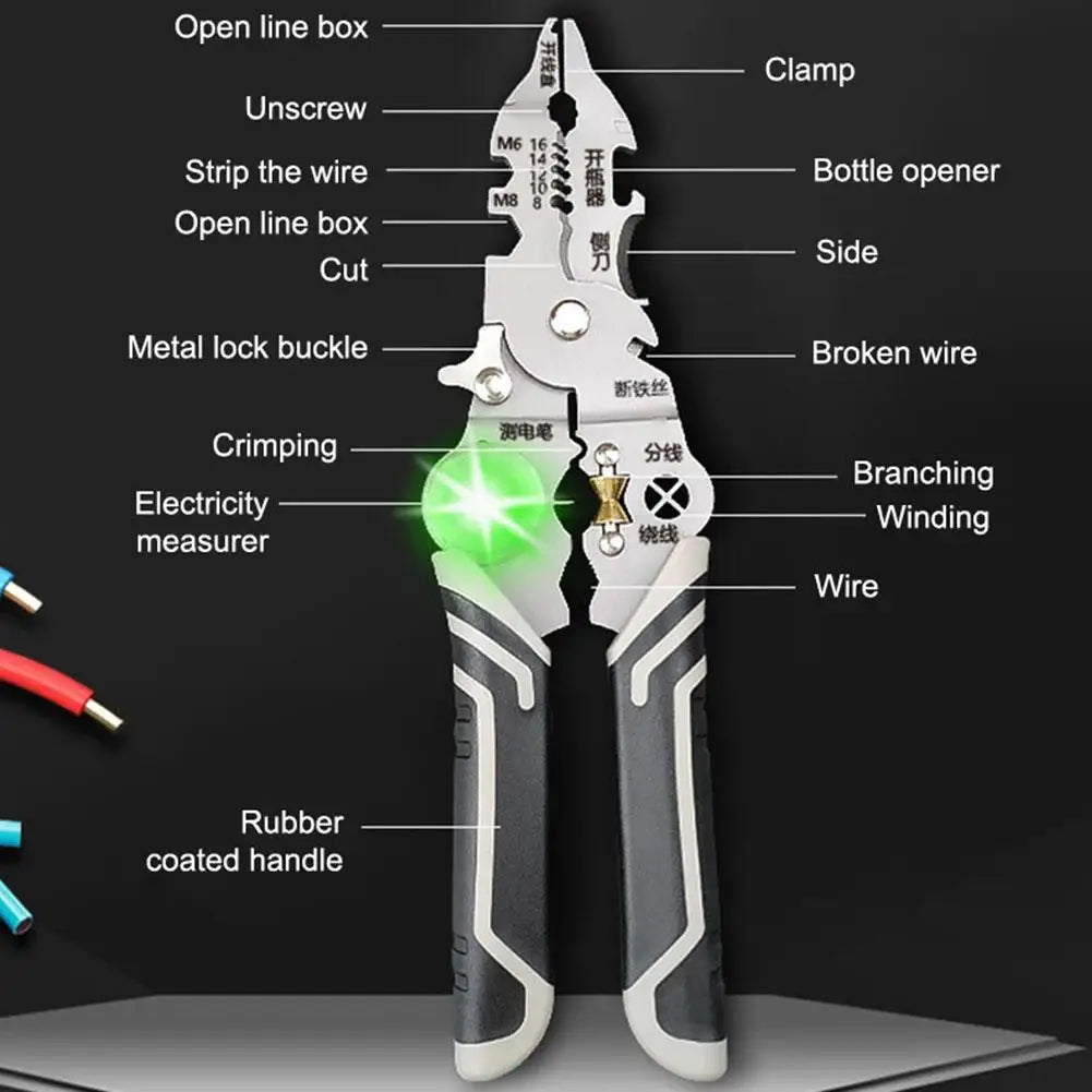 14-in-1 Electrician Pliers – Wire Stripper, Cutter & Tester Electrician Hand Tool Zpaxo
