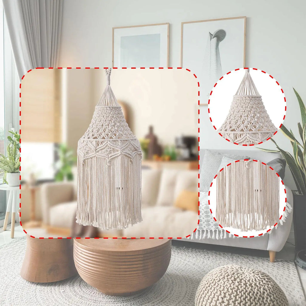 Macrame Lamp Shade – Handwoven Boho Cotton Rope Pendant Light Macrame Lamp Shade Zpaxo