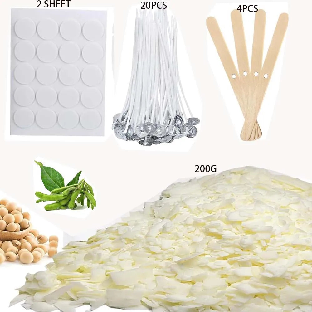 Natural Soy Wax Flakes 200g – Premium Candle Making Wax Candle Making Wax Zpaxo 200G SET