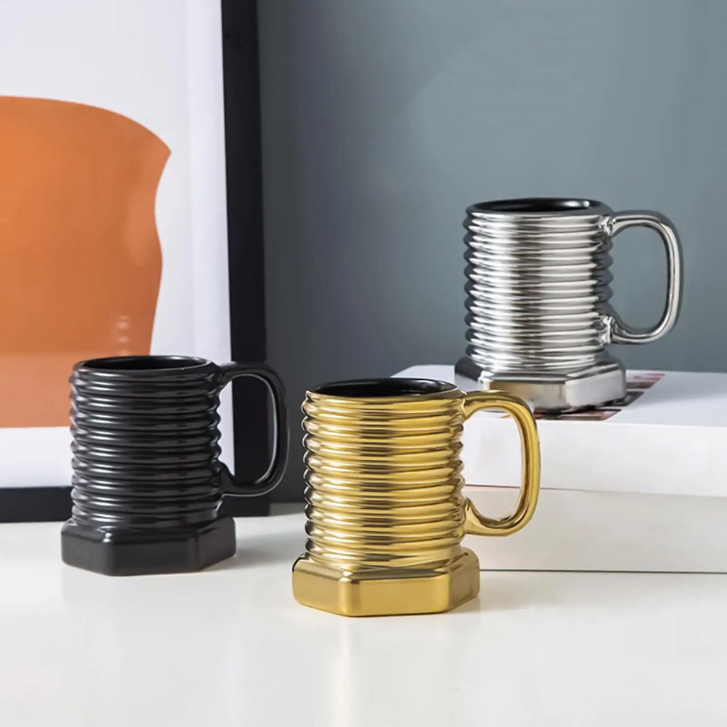 Spiral Hexagonal Coffee Mug Screw Design Heat Resistant Drinkware