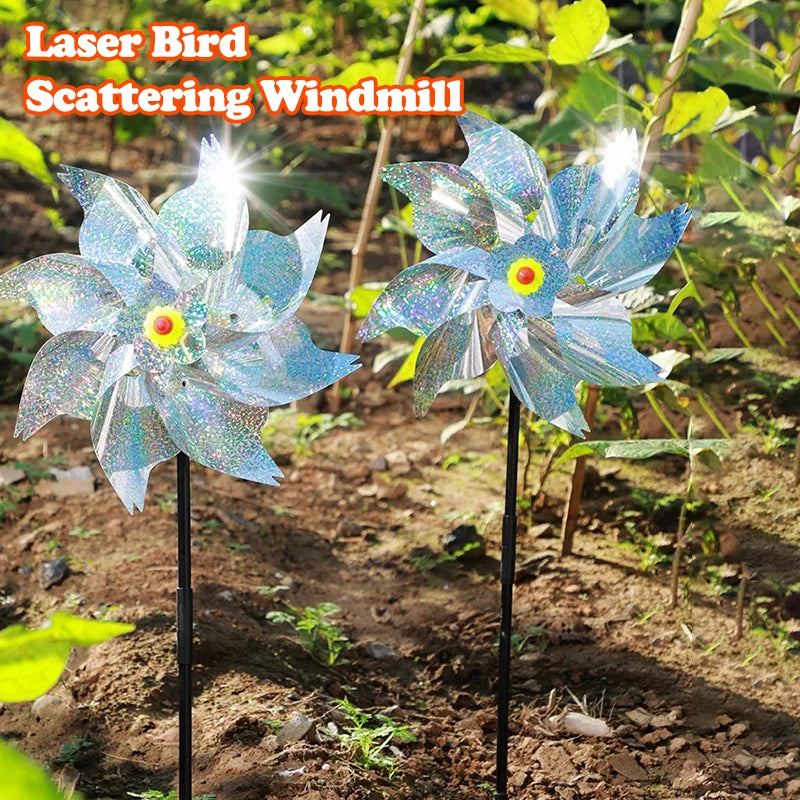 Rotating Laser Bird Repellent Windmill Reflective Pinwheels Anti