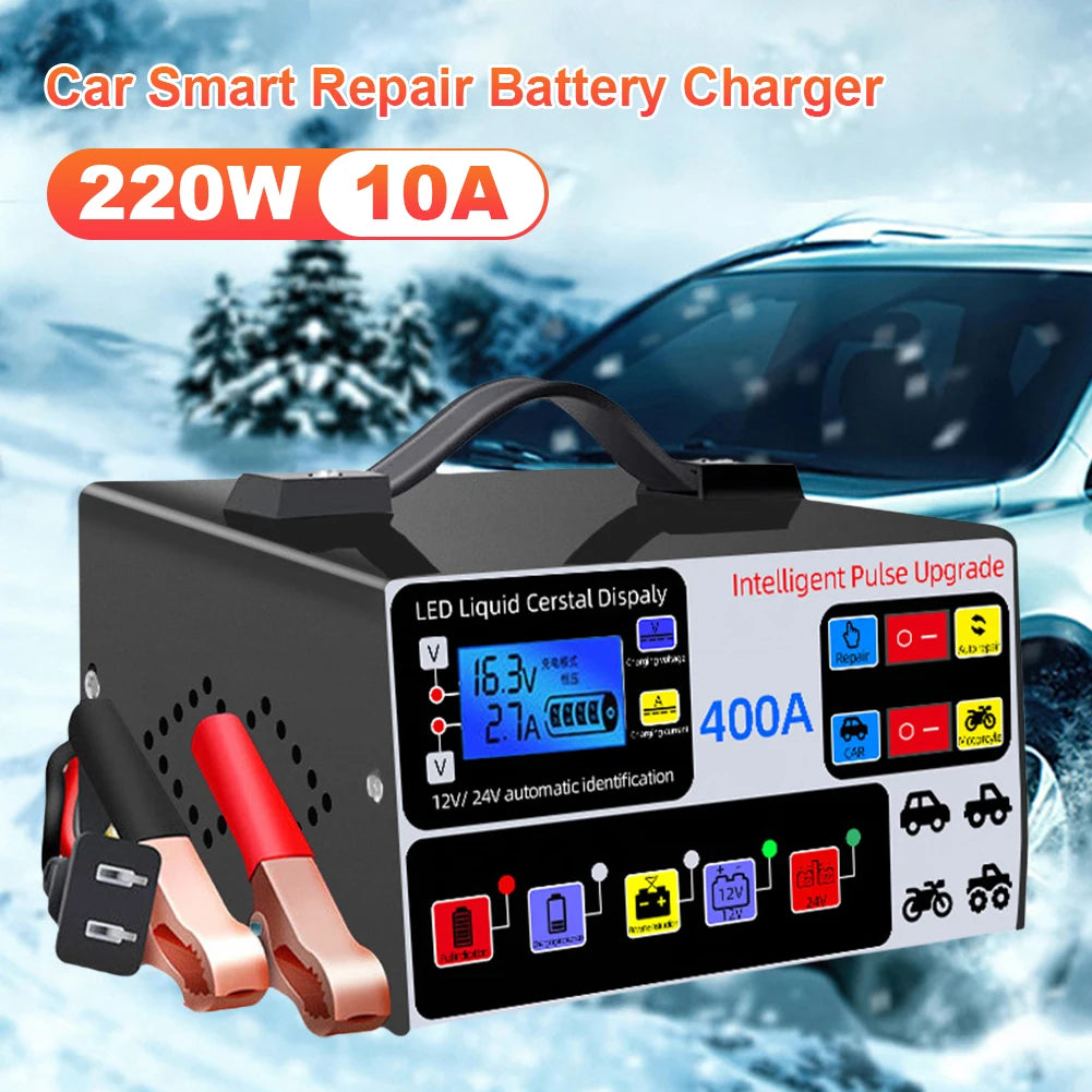 400A Car Battery Charger Five-stage Power Fast Intelligent Pulse