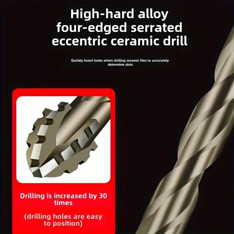 Carbide Drill Bit Four-blade Serrated Eccentric Sawtooth Design