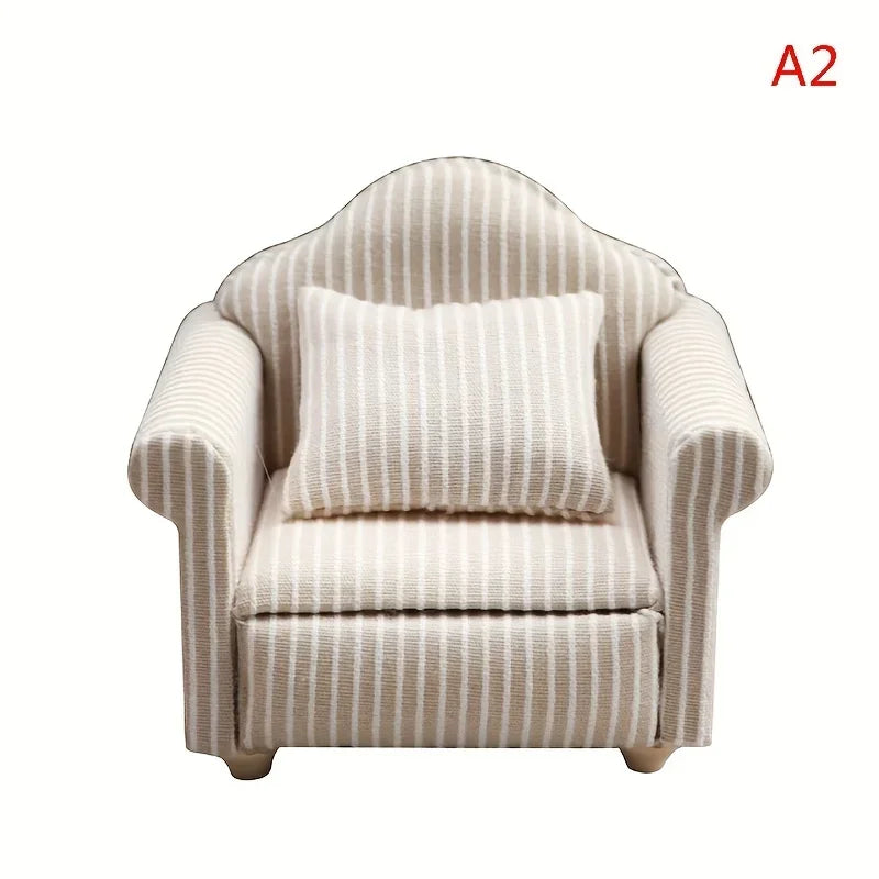 1 12 Mini Furniture Sofa DIY Decoration Doll House Living Room White