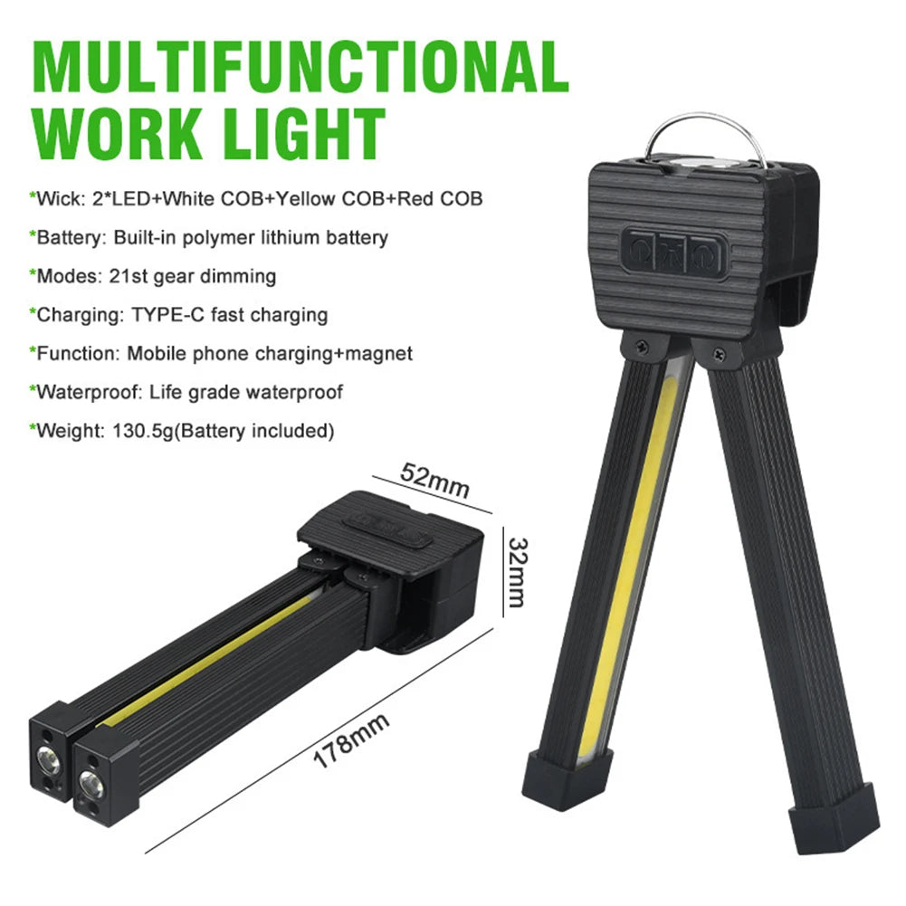 Gym Lamp Posing Hanging Hook Inspection USB Rechargeable Portable