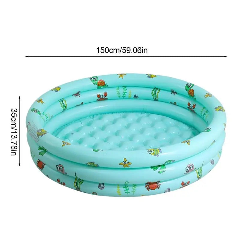 Kiddie Swimming Pool Family Fun Lounge Pool For Kids And Adults 3 Rings Foldable Blow Up Paddling Center For Gardens Backyards Zpaxo