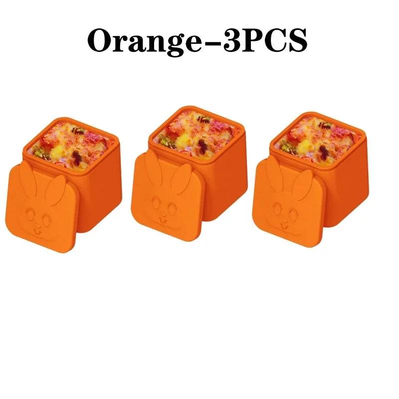 Silicone Lunch Box Sauce Divider Cup Lid Square Small Fits Most Bento Zpaxo Orange-3PCS
