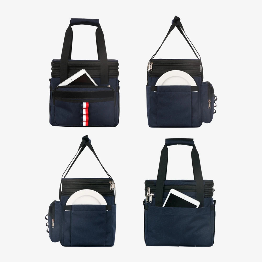 Insulated Cooler Bag Side Pockets Thermal Storage Dual Compartments