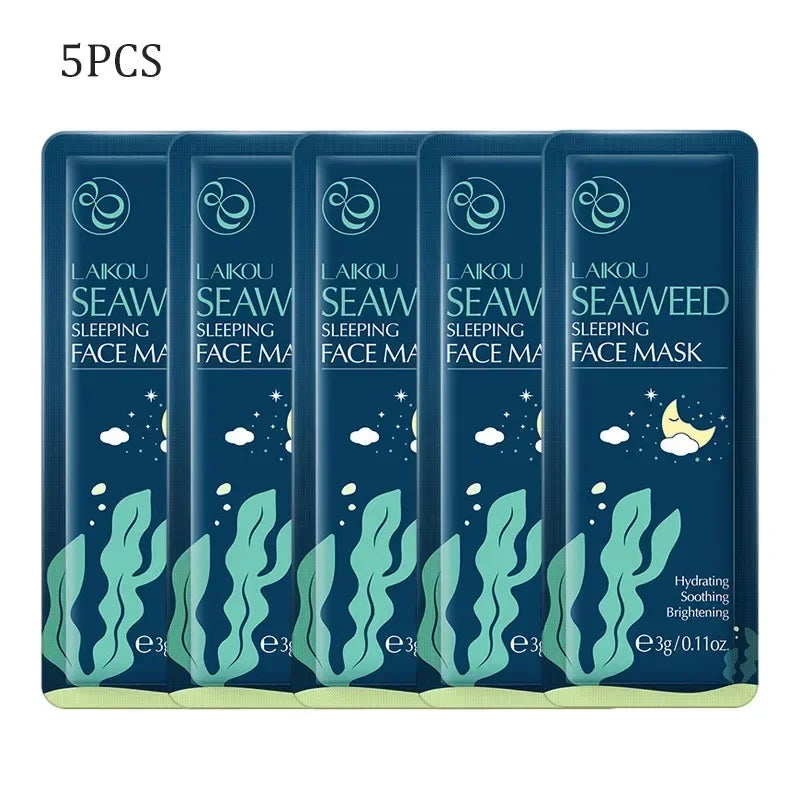 1 Moisturizing Facial Mask Sakura Snail Seaweed Face Sleeping Cream Zpaxo Sedweed 5Pcs