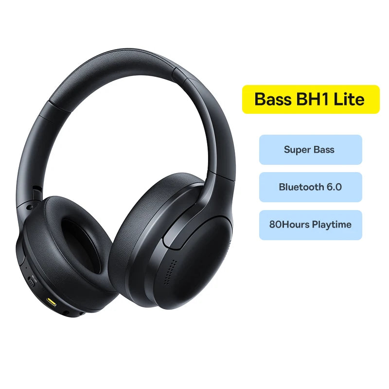Baseus Wireless Headphones Bluetooth 5 3 HIFI Level Earphone Driver Zpaxo Bass BH1 Lite Black China Mainland