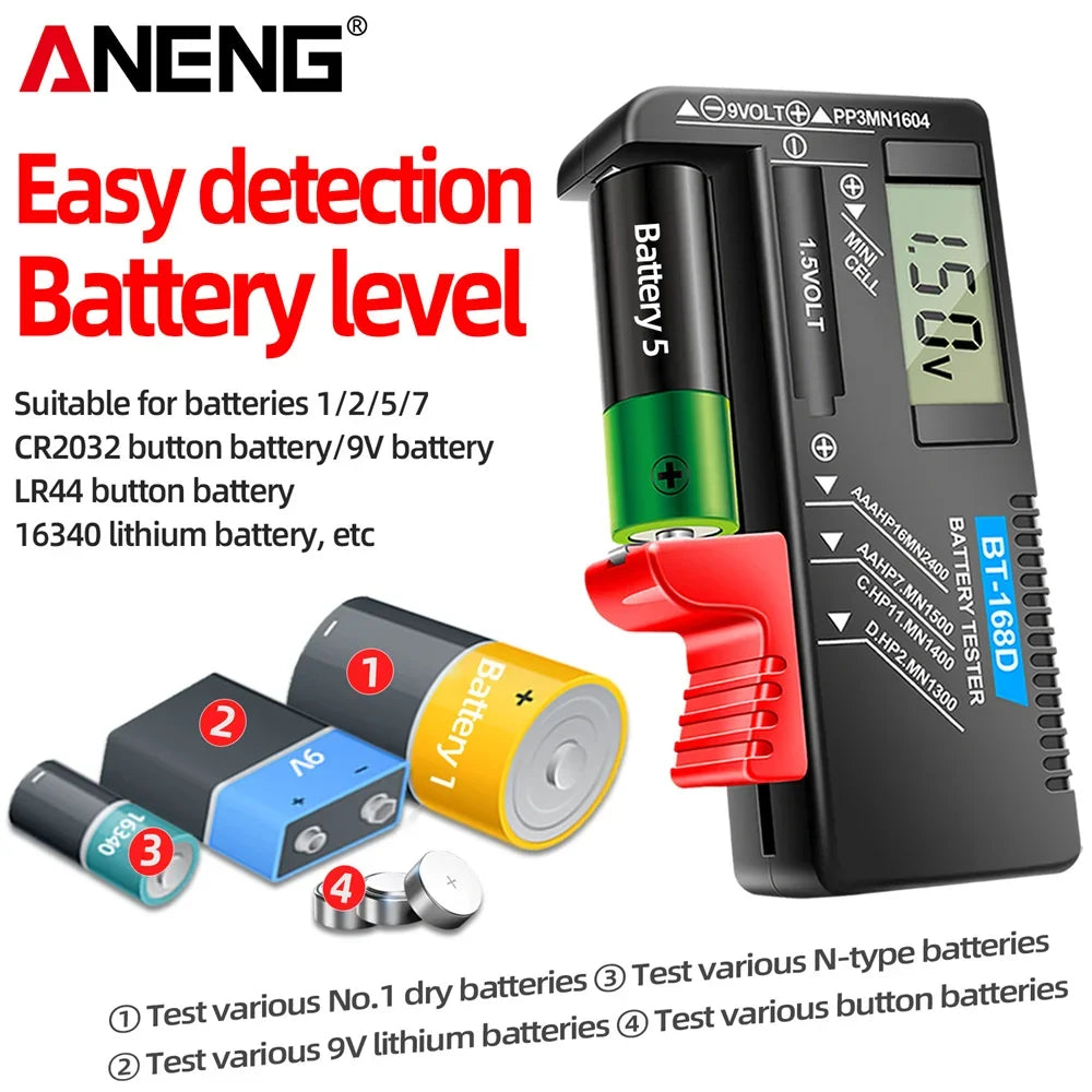 ANENG BT-168 Battery Testers Capacity Checkered Load Analyzer 9V AAA