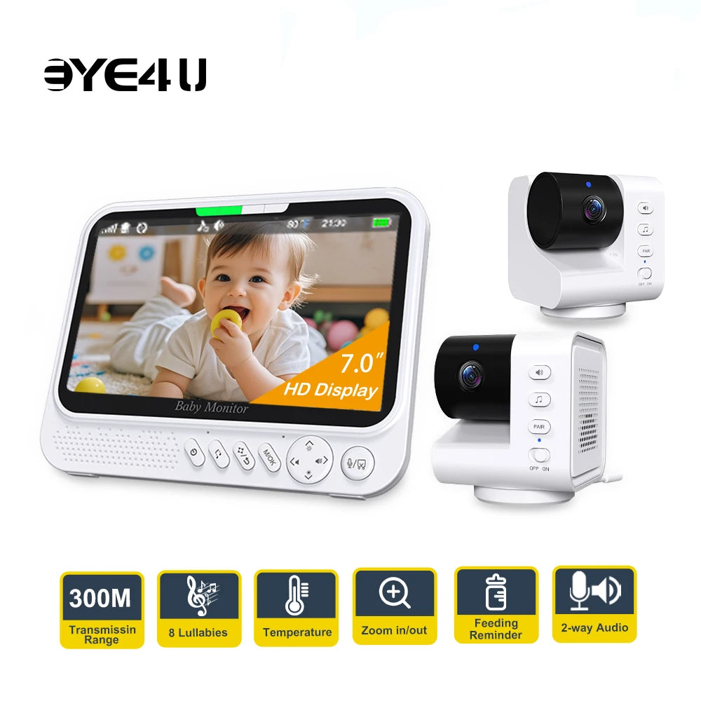 New 7 Inch Video Baby Monitor Security Protection IR Night Vision Pan Tilt Zoom Video Surveillance Temperature Sensor Lullaby Zpaxo