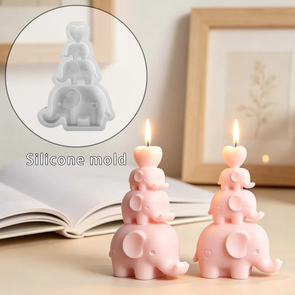 3-Tier Stacking Elephant Silicone Mold – Candle & Resin DIY