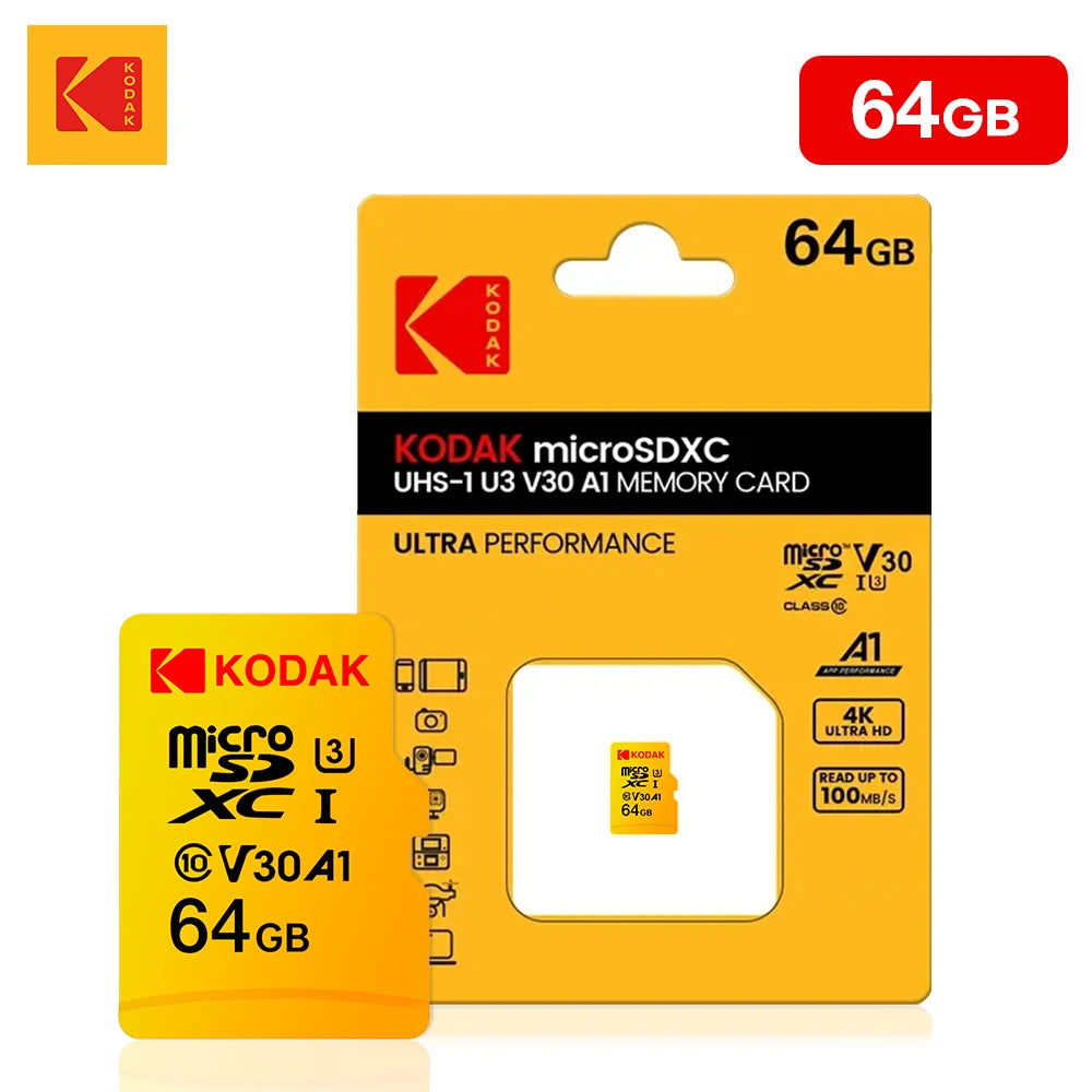Kodak Micro SD Card Mini SD Class10 32GB 64GB 128GB 256GB High Speed Write Super Compatibility Phone Camera Meomory Card Zpaxo 64G
