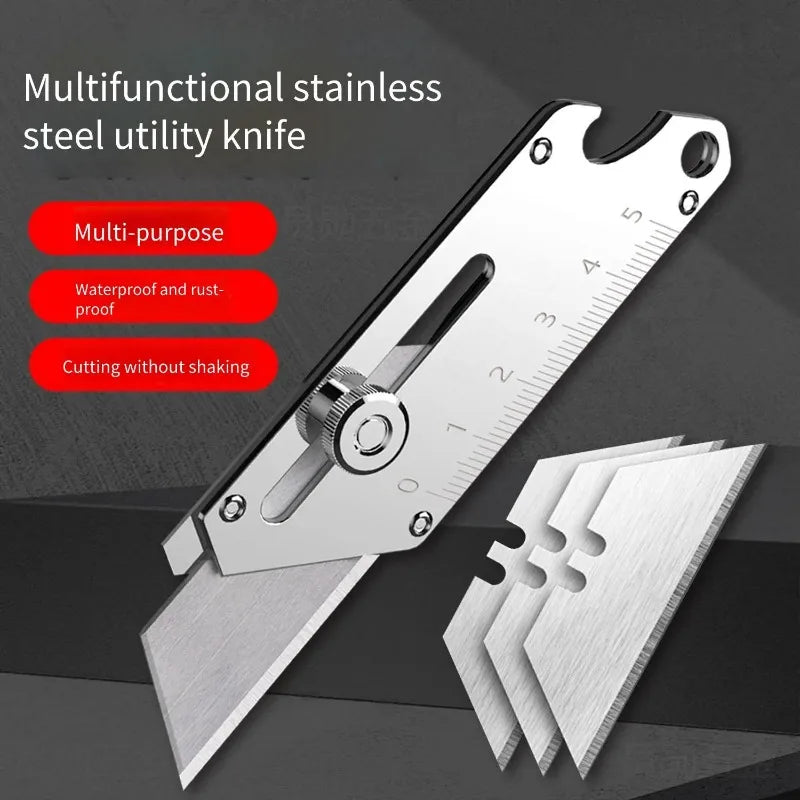 Compact Stainless Steel Utility Knife + SK4 Blades & Bottle Opener Utility Knife Zpaxo