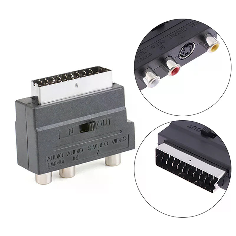 21-Pin SCART Adapter – Composite, S-Video & Audio In/Out Switch SCART AV Adapter Zpaxo
