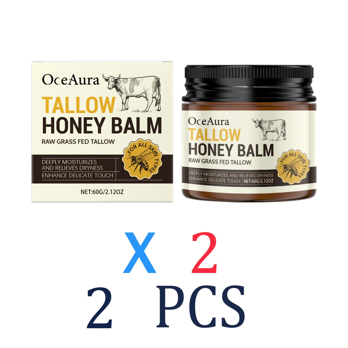 Tallow Honey Cream for Dry Sensitive Skin Ultra Nourishing Moisturizer with Shea Butter Winter Skincare Repair Cream Face & Body Zpaxo 2 Pcs