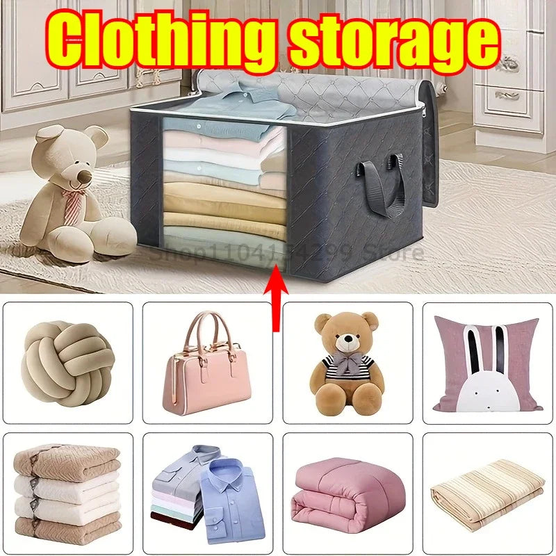 Blanket Storage Closet Organizers and Storages Clothes Storage Bag Foldable Storages Bin Sturdy Sewn By 3 Layers Fabrics Zpaxo