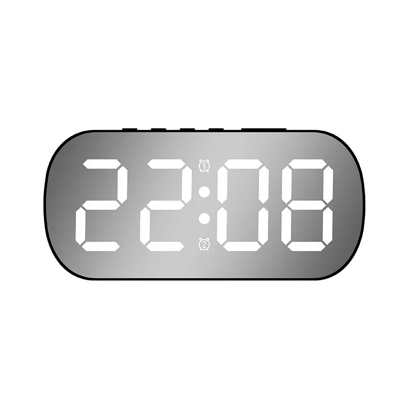 Dimmable LED Mirror Digital Alarm Clock Multi-function Snooze Zpaxo G2314A