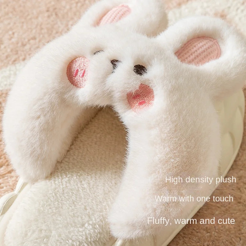 Mo Dou 2022 Winter Warm Women Slippers Waterproof Vamp Cute Rabbit Zpaxo