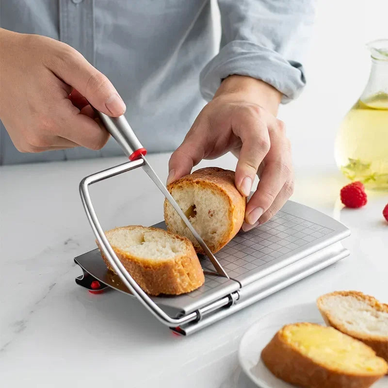 Hot Cheese Board with Wire Cutter 5.5 Inch Stainless Steel Ham Sausage Slicer Cutter Cheese Wire Cutter with Serving Board Zpaxo