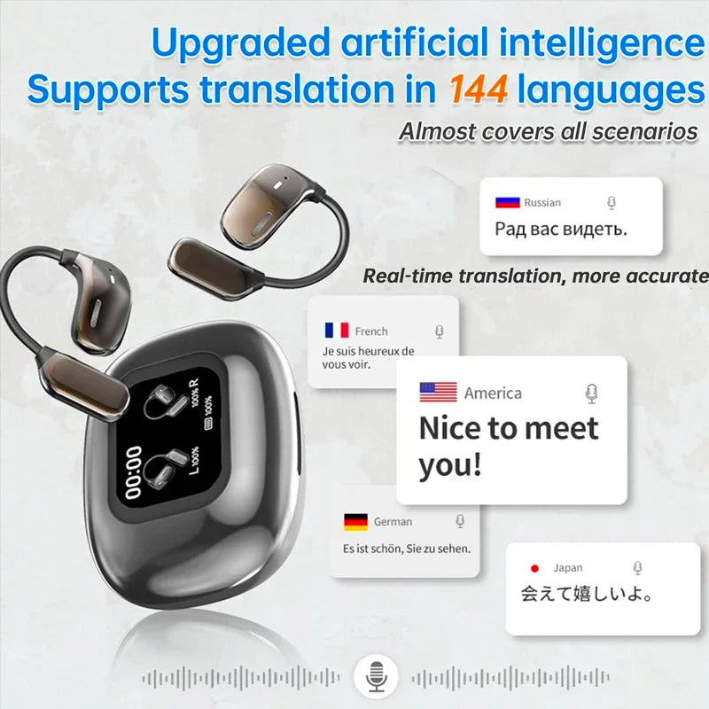 UYUXIO Real Time Translation Wireless Earbuds 144 Language OWS LCD