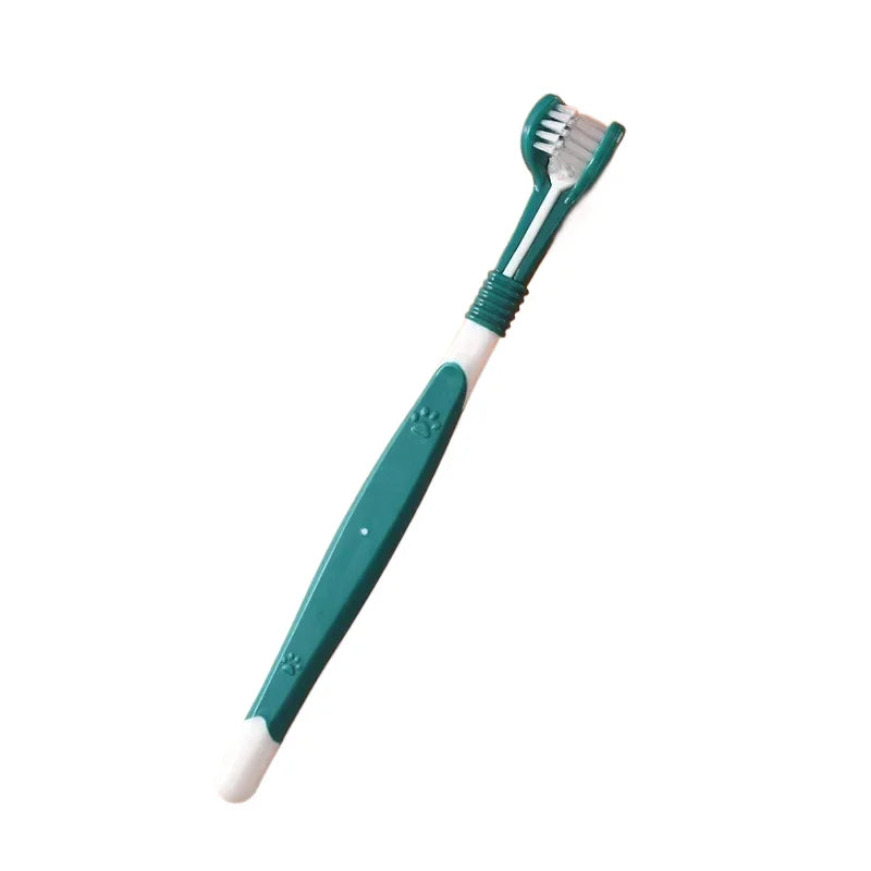 3-Sided Pet Toothbrush Dog Plastic Removing Tartar Cleaning Mouth Zpaxo blackish green