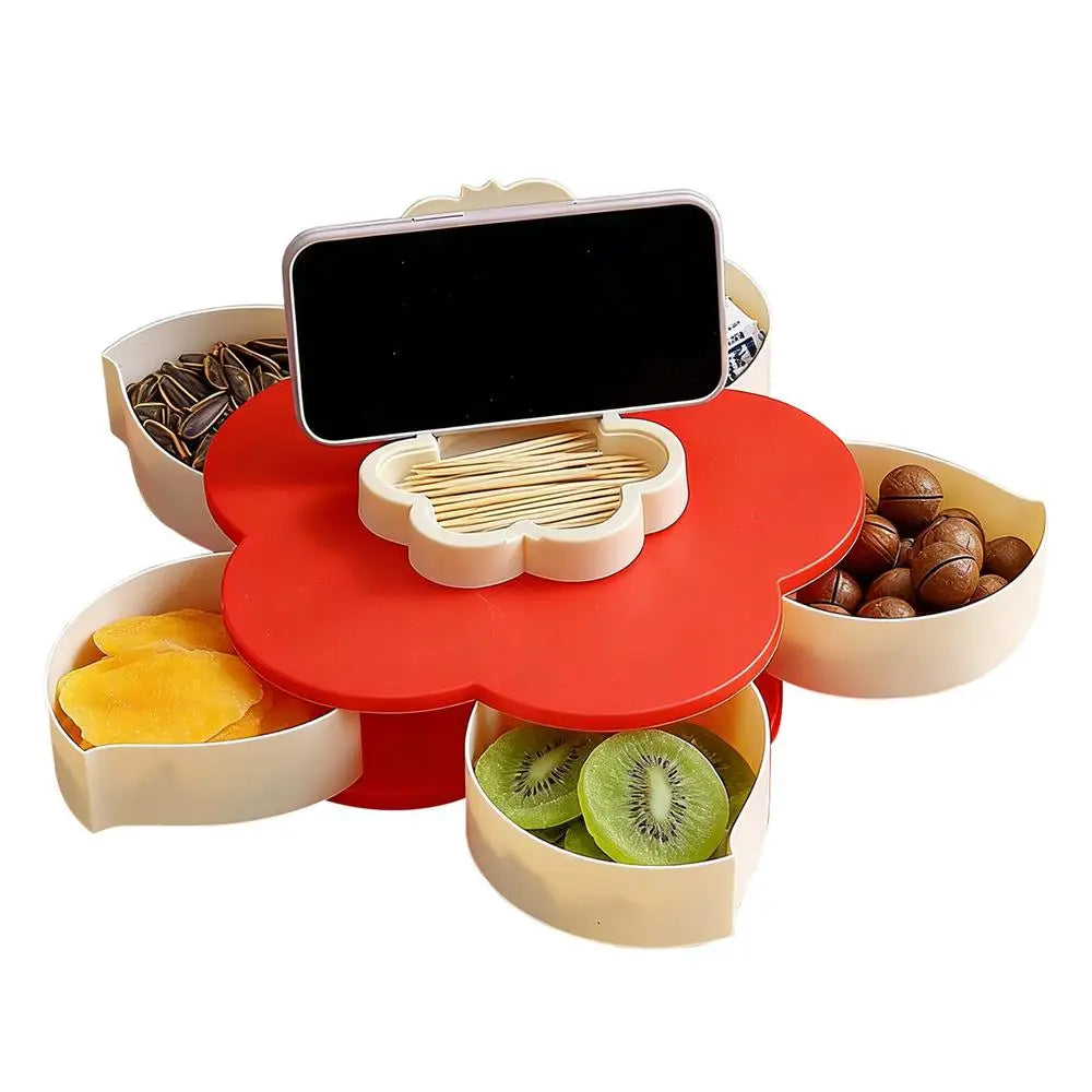 Serving Tray Dividers Petal Shape Rotating Divided Storage Container