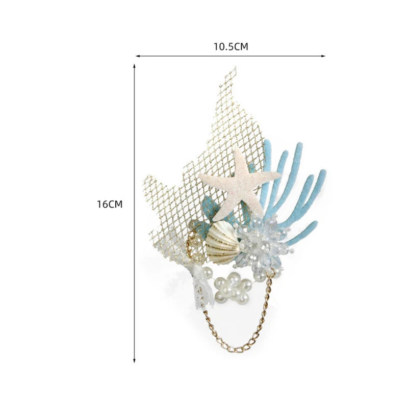 Ocean-inspired Hair Embellishments Starfish Synthetic Crystal Shell Zpaxo